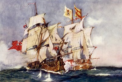 El Centurión de Anson tomando el galeón español Nuestra Señora de Cabadonga, 1743 de Charles Edward Dixon